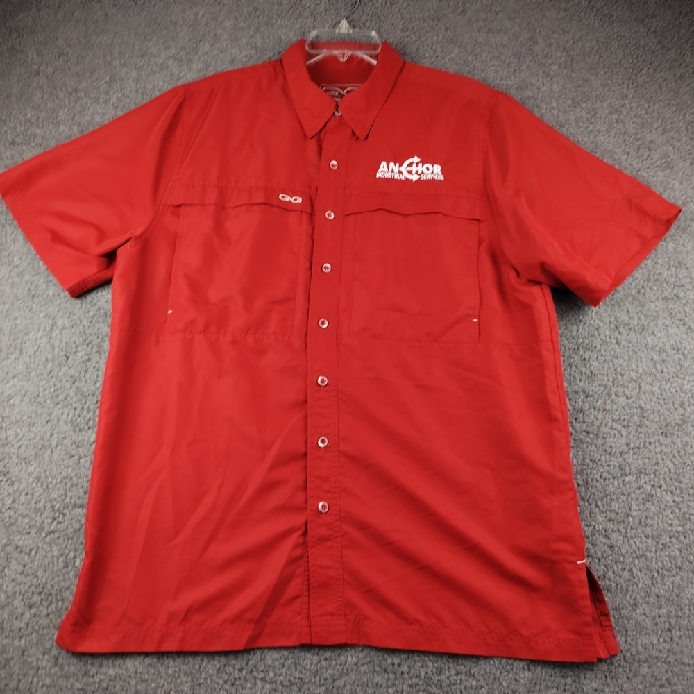 GameGuard Shirt Button Up Mens Large 1023 Red Fishing Vented Lightweight EUC